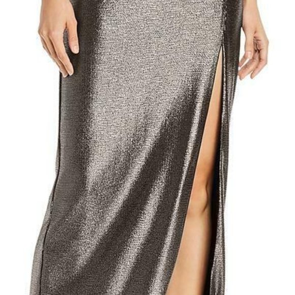 Aidan by Aidan Mattox Metallic Cut-Out Formal Gown - Picture 4 of 4